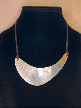 Chico's Iridescent Mother-of-Pearl Crescent Statement Necklace